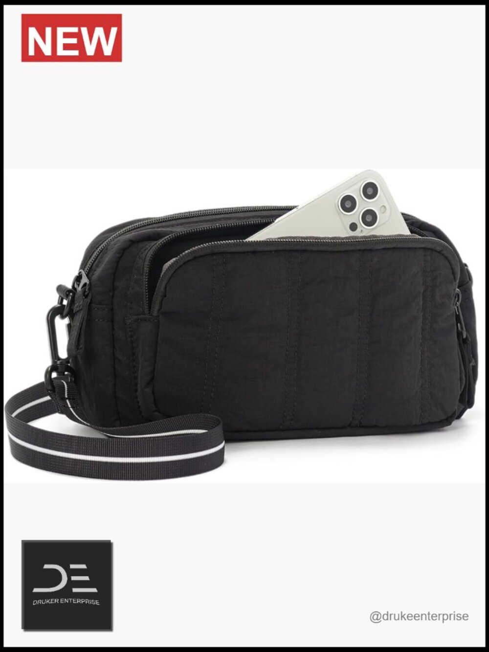 Mini Crossbody Bag with RFID Blocking, Nylon Puffy Shoulder Handbag for Travel